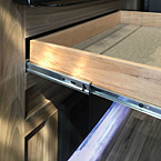 Soft-Close Residential
Drawer Guides
The “Soft-Close” feature keeps
drawers closed during travel
without plastic latches.