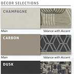 Three Décor selections (Champagne, Carbon, Dusk) and Two Cabinet colors (Driftwood II, Shadow) to choose from. (2022 models